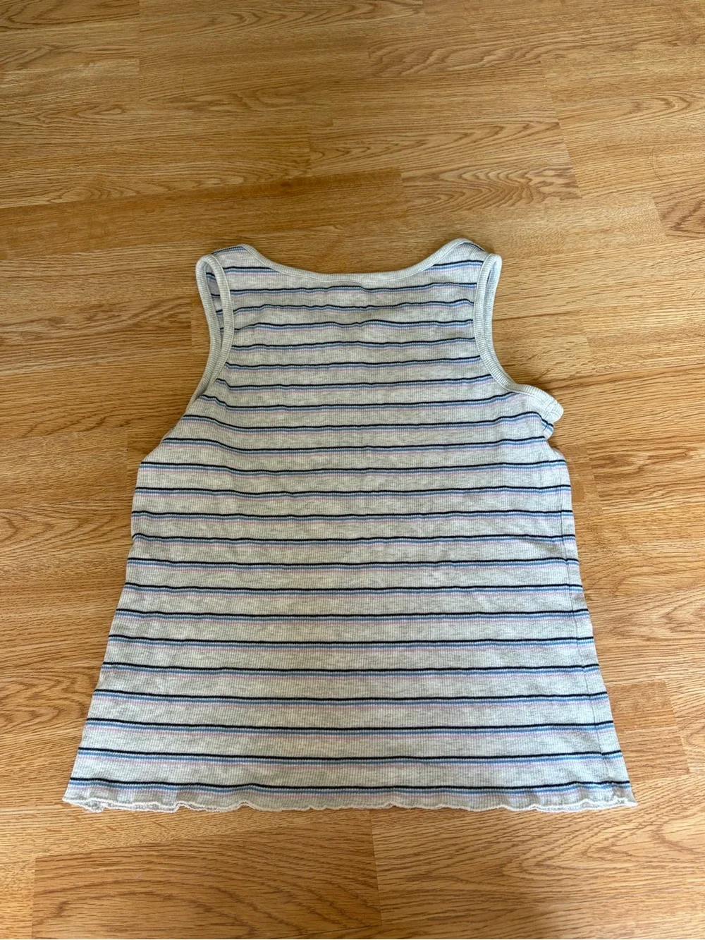 Striped Justice Tank Top in White and Navy